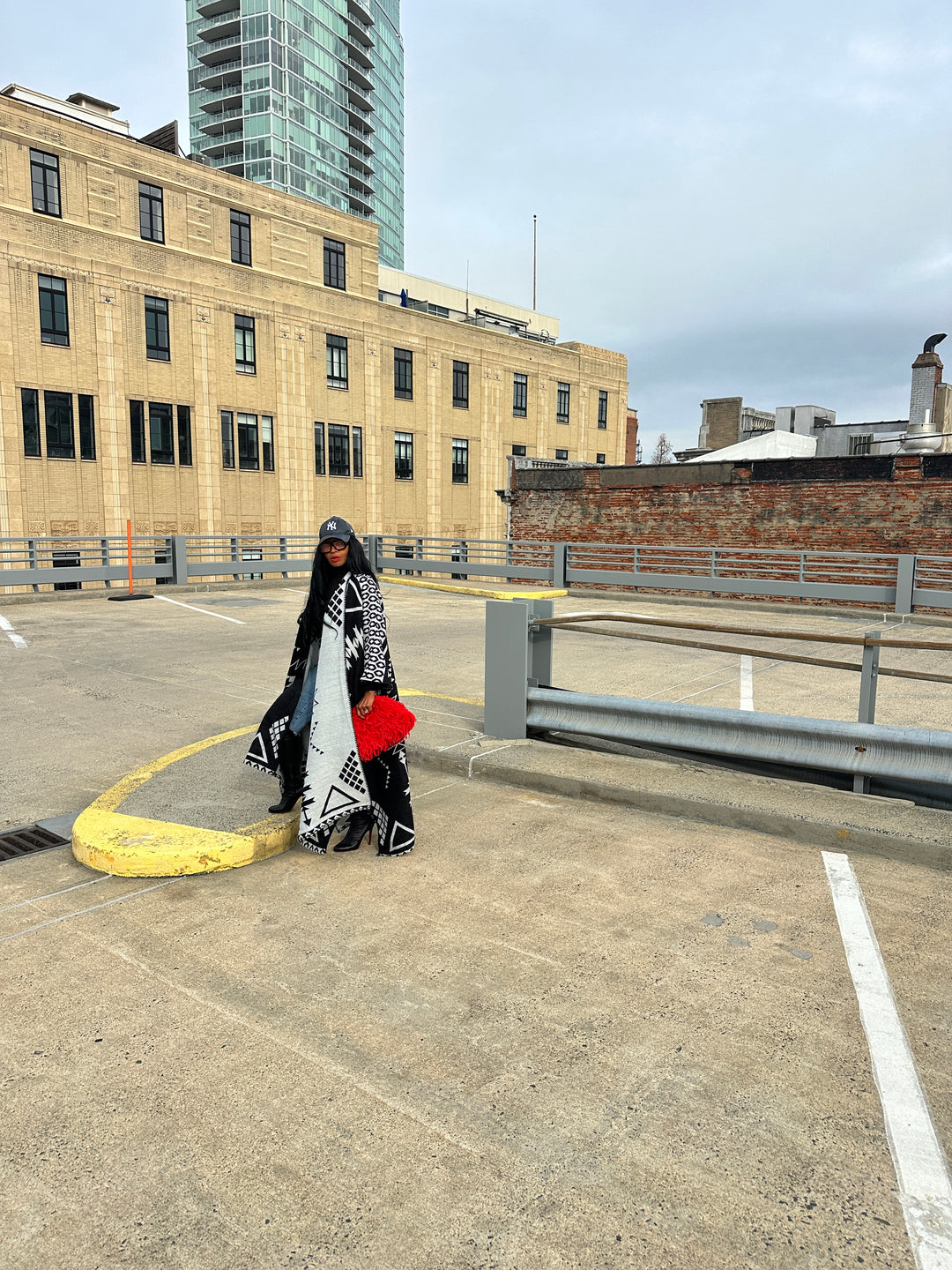 Rich Auntie Open Front Winter Kimono for Women- Black and Grey Blend Ships 1/30