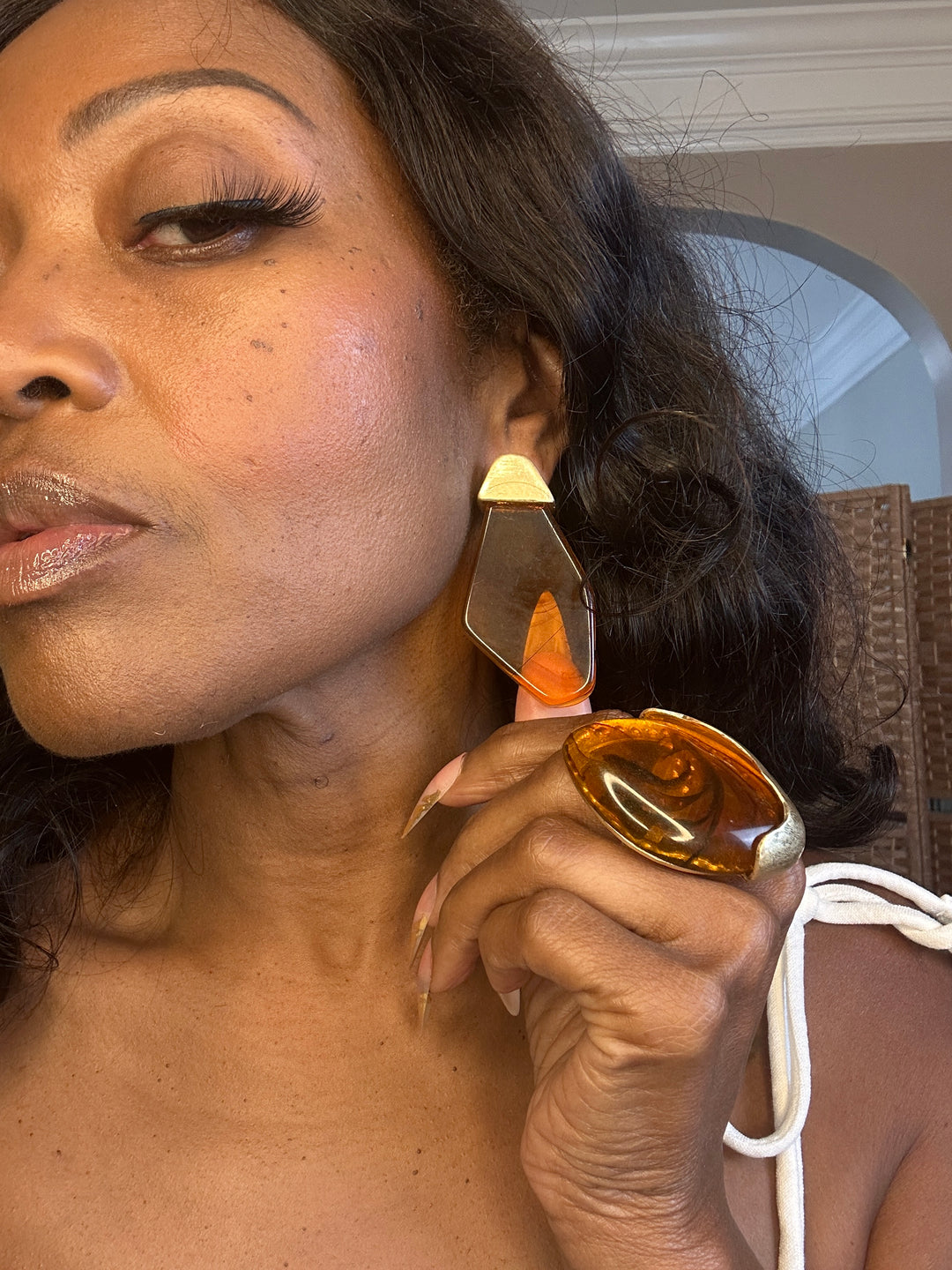 Geometric Stone Earrings - Topaz