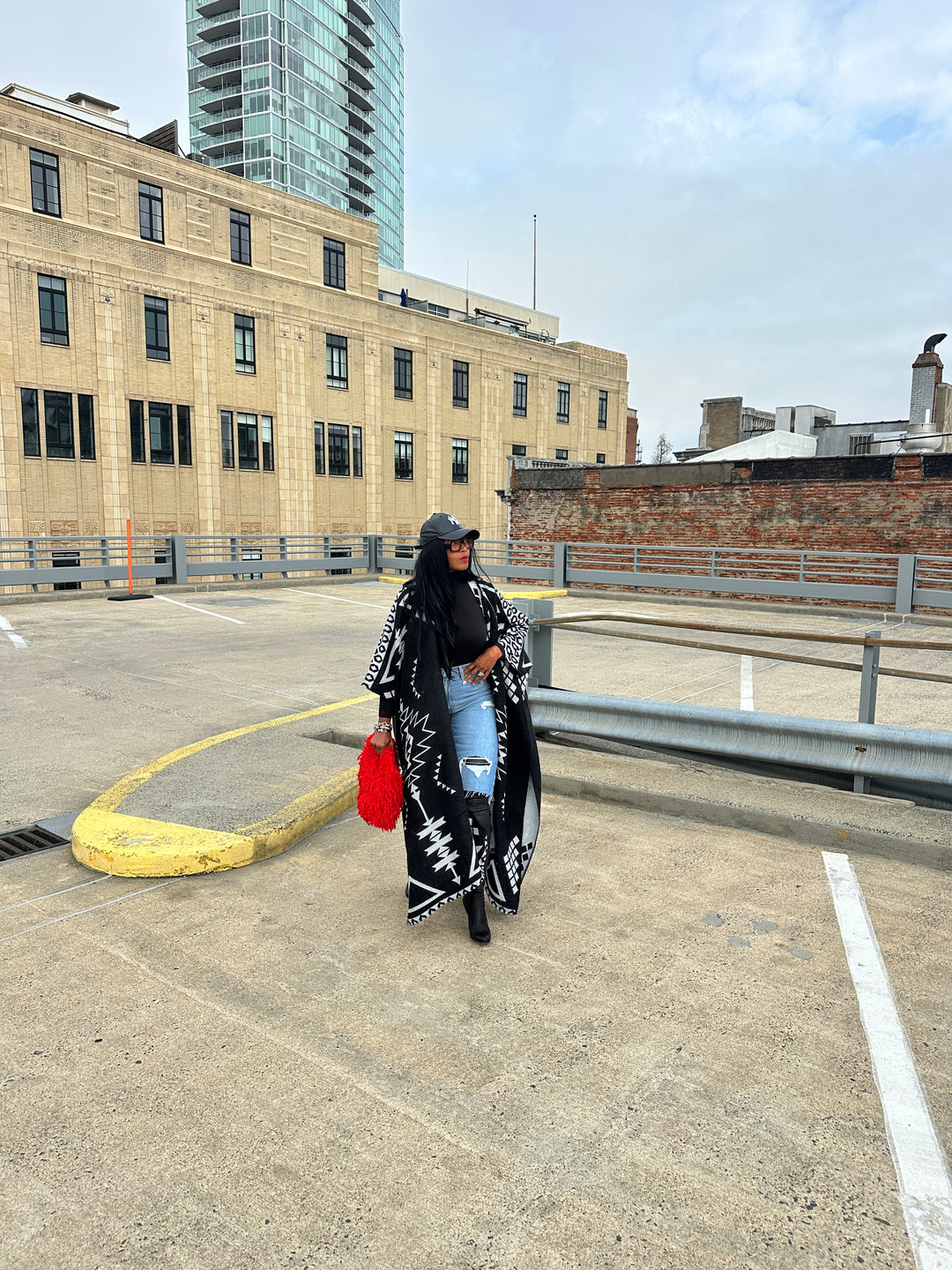 Rich Auntie Open Front Winter Kimono for Women- Black and Grey Blend Ships 1/30