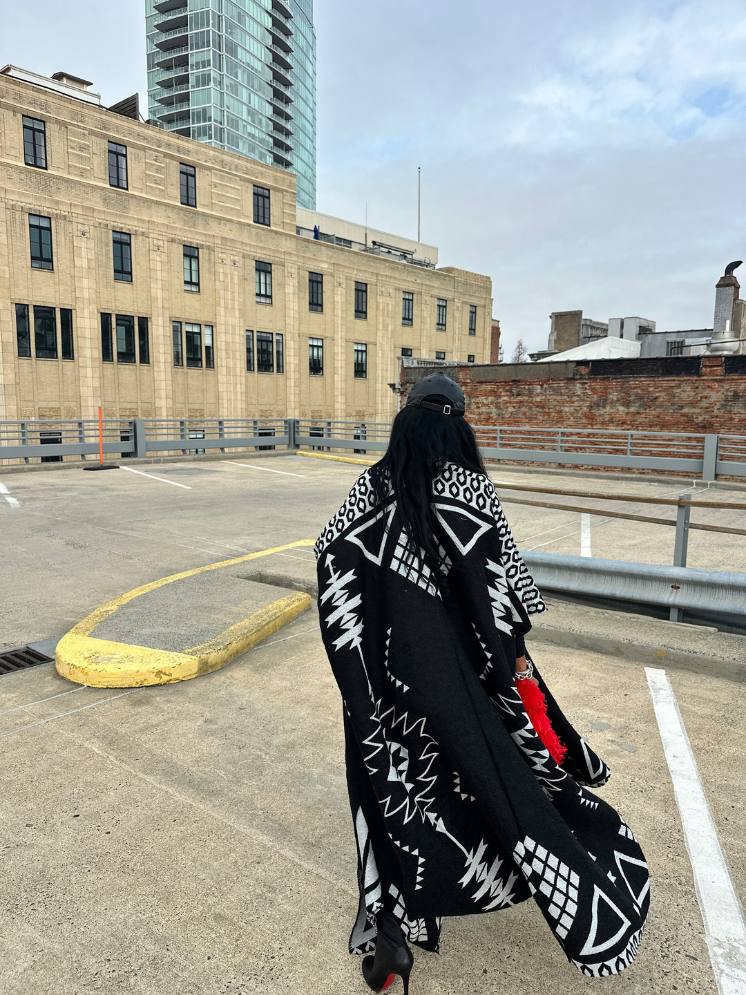 Rich Auntie Open Front Winter Kimono for Women- Black and Grey Blend Ships 1/30