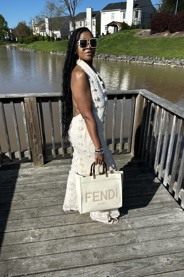 Feels Like Summer Open Back Embellished Jumpsuit - Cream
