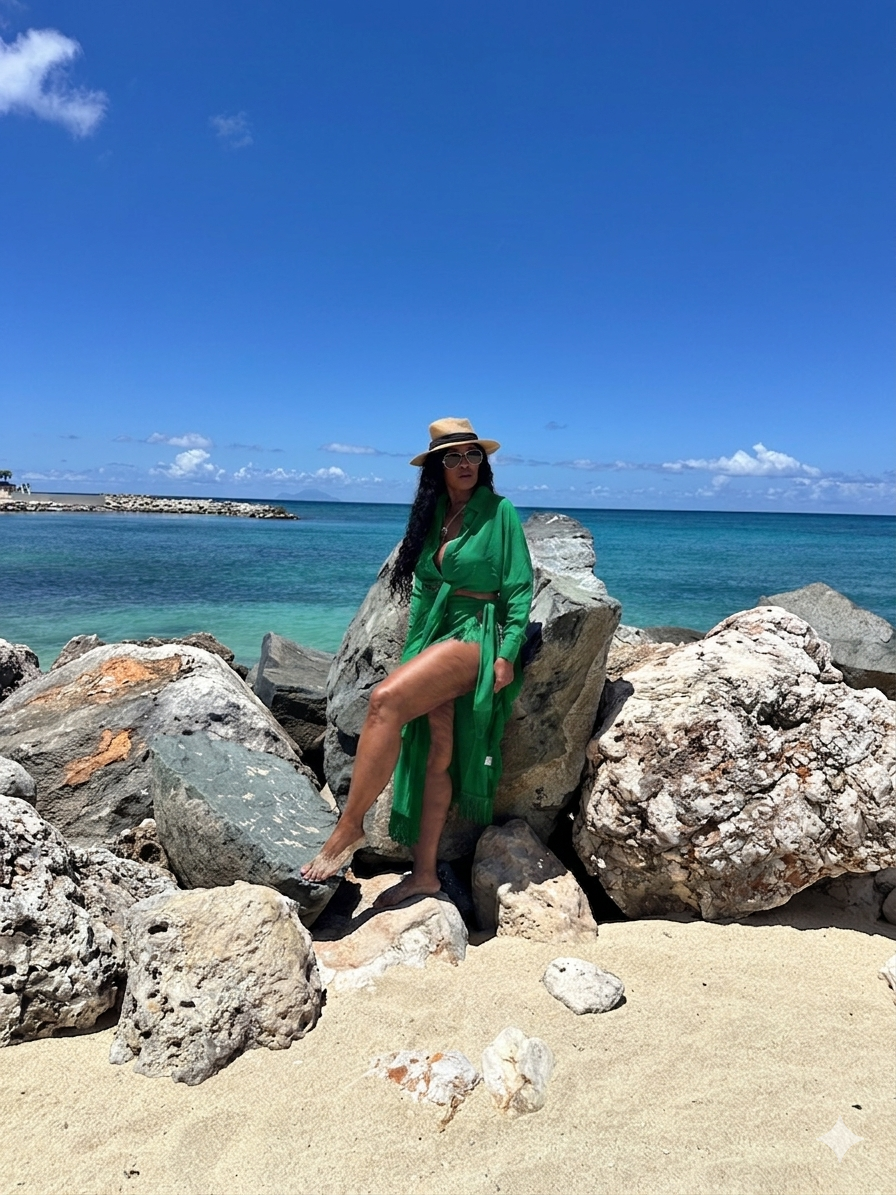 Vacation 2 piece Fringe Sarong Set - Kelly Green