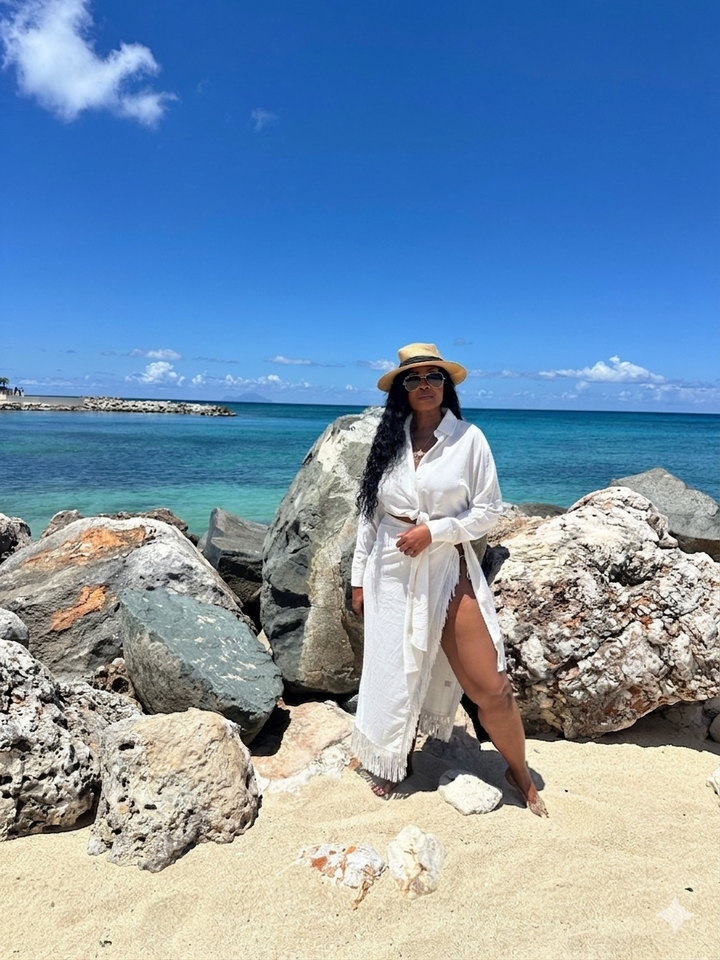 Vacation 2 piece Fringe Sarong Set - White