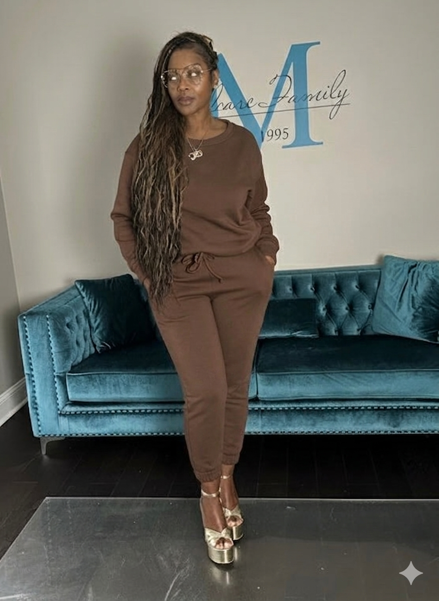 Plush Everyday  Chocolate Jogger Set For Women- Chocolate