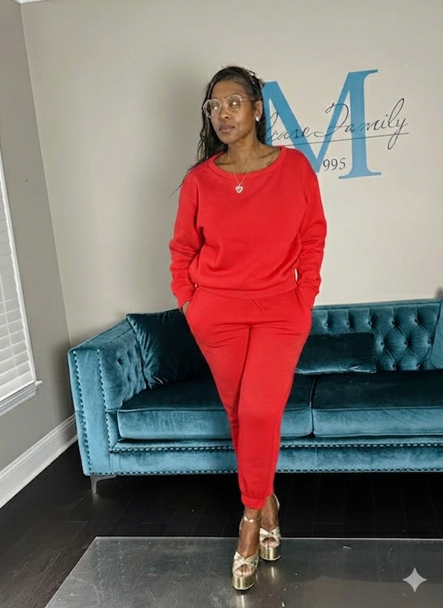 Plush Everyday Red Jogger Set - RED