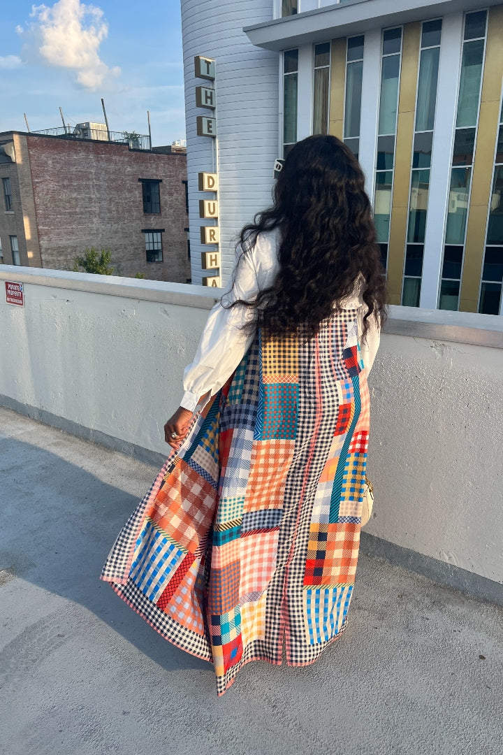 RESTOCKED Remix Shirt and Open Front Satin Kimono  - Plaid Blend Ships 10/5