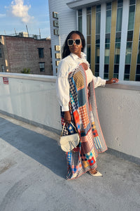 RESTOCKED Remix Shirt and Open Front Satin Kimono  - Plaid Blend Ships 10/5