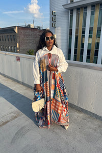 RESTOCKED Remix Shirt and Open Front Satin Kimono  - Plaid Blend Ships 10/5