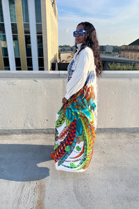 RESTOCKED Remix Shirt and Open Front Satin Kimono  - White Blend Ships 10/5