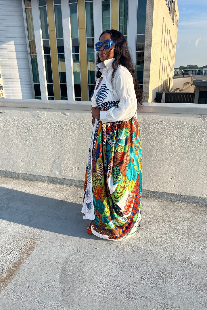 RESTOCKED Remix Shirt and Open Front Satin Kimono  - White Blend Ships 10/5