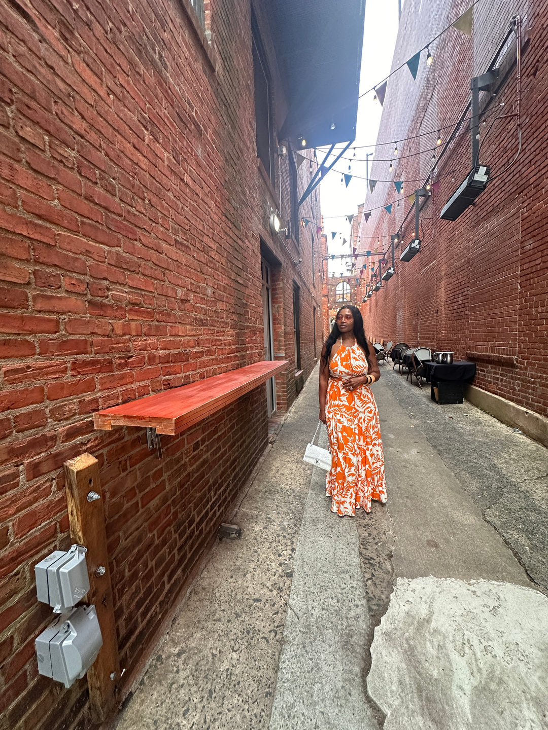 Mykonos Floral Orange and White Maxi Dress