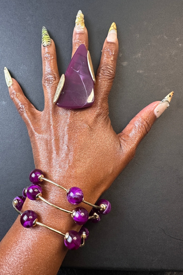 Halo Stretch 3 piece Stacked Bracelet Set - Purple