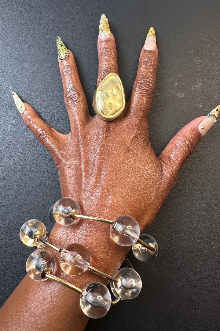 Mid Size Gold Nugget Accent Stretch Ring