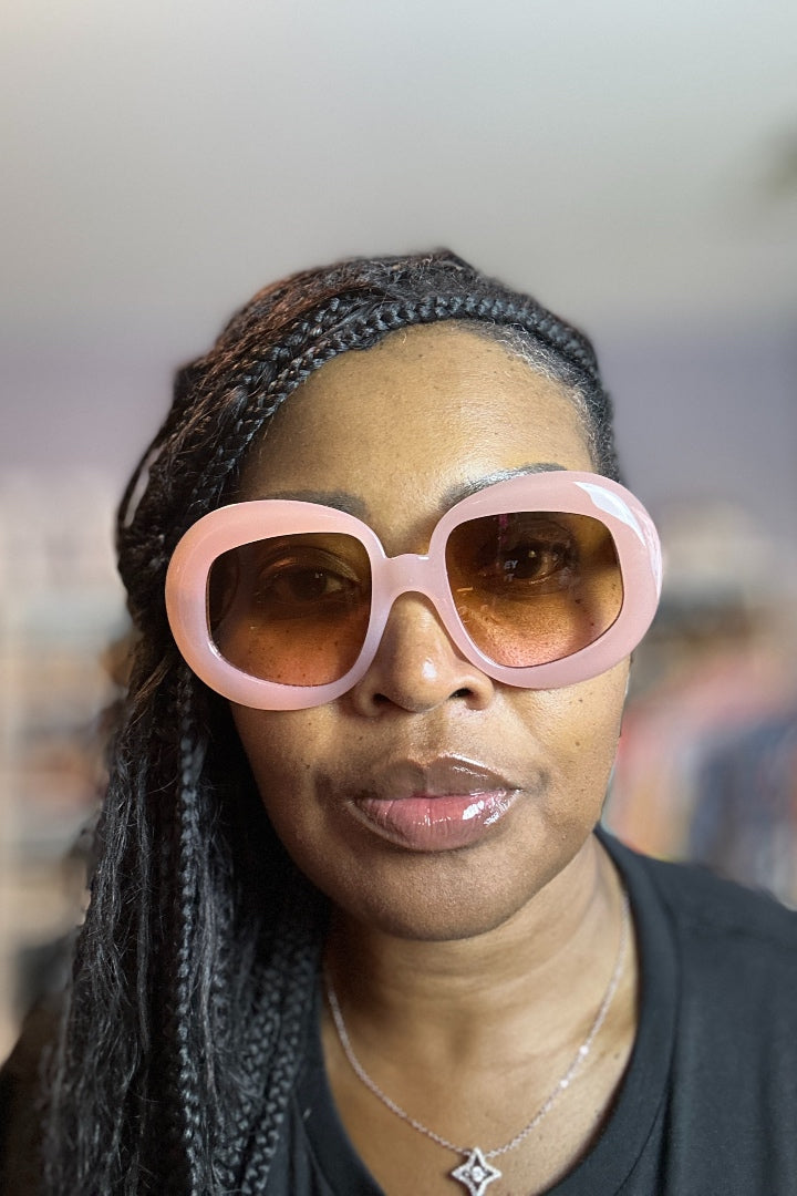 Round Oval Oversize Sunglasses Blush Pink Tan Blend All Diva Things
