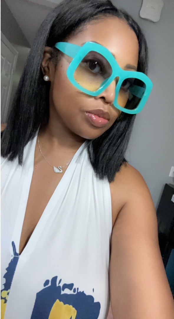 RESTOCK COMING SOON! Fashionista Large Frame Sunglasses - Aqua Blue