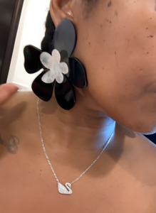 Flower burst large acrylic earrings - Black and White