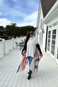 Encore Chenile Sweater Hoodie with Fringe  - Grey Blend