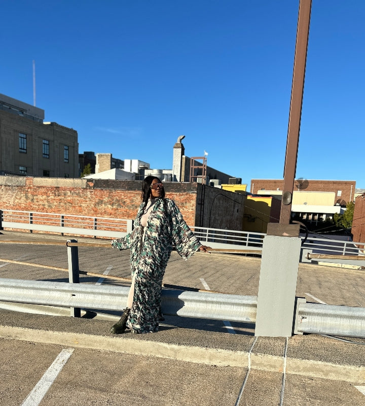 NEW Camo Denim Distressed Cut Out  Open Front Long Cardigan - Dark Denim Blue Ships 11/7