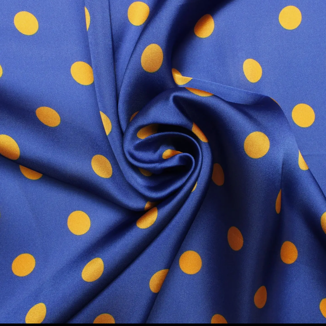 Blue and Yellow Polka Dot Scarf