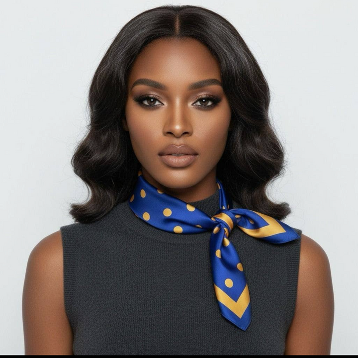 Blue and Yellow Polka Dot Scarf