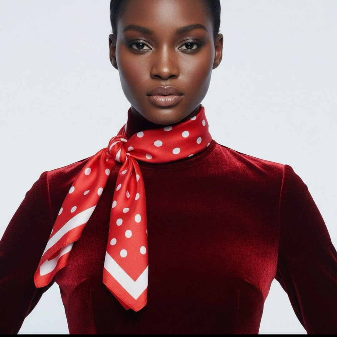 Red and White Polka Dot Scarf