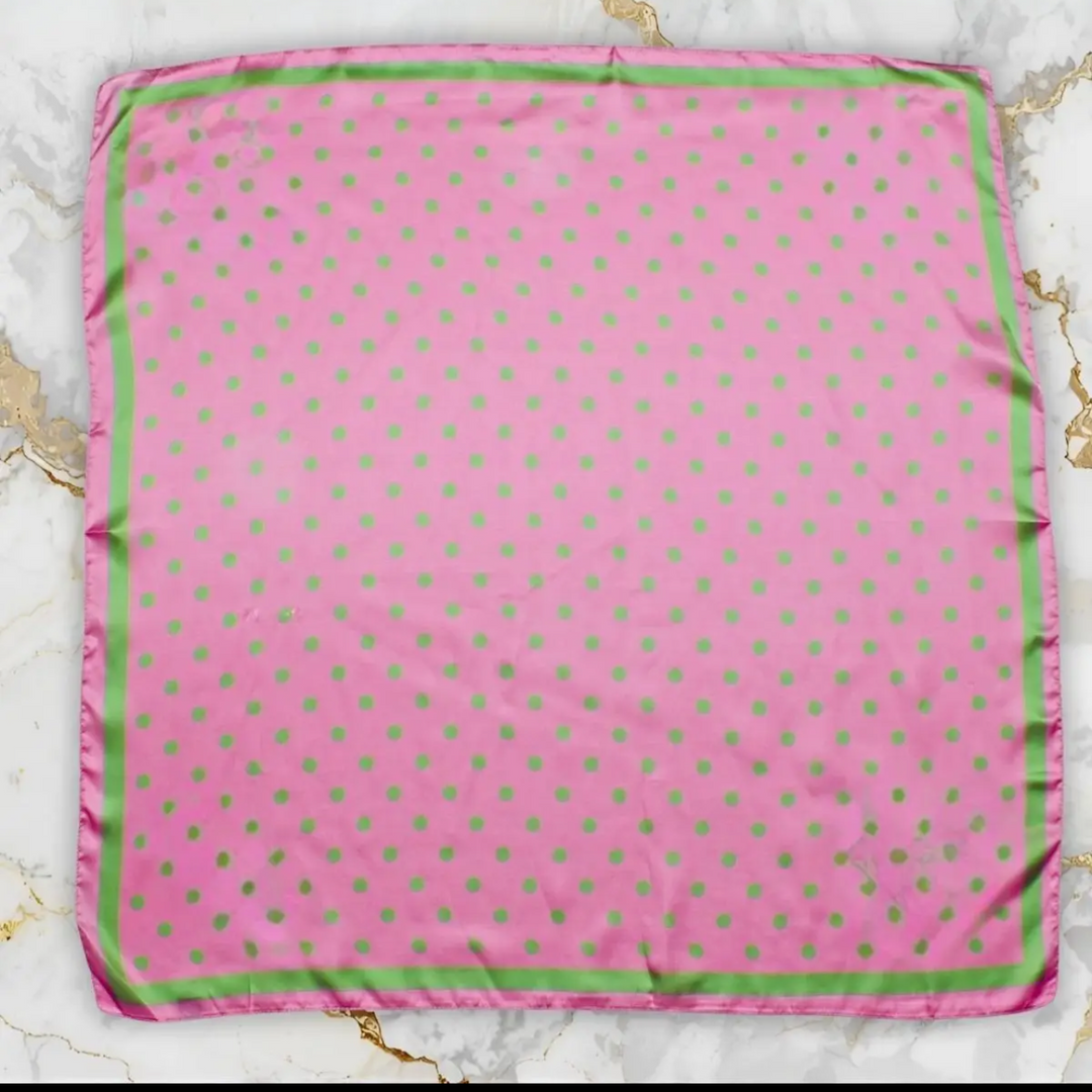 Pink and Green Polka Dot Scarf