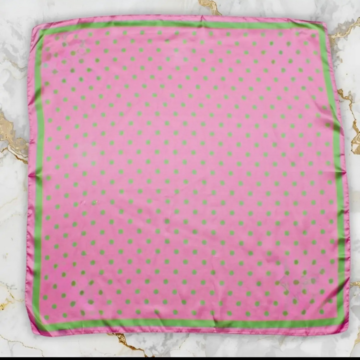 Pink and Green Polka Dot Scarf