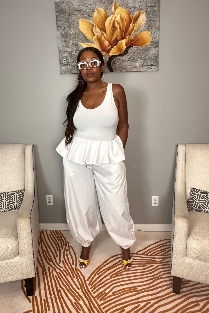 NEW Luxe Layered Peplum Pants - White