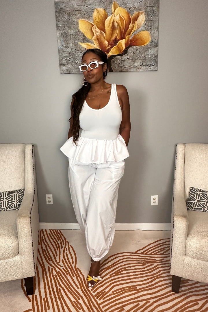 NEW Luxe Layered Peplum Pants - White