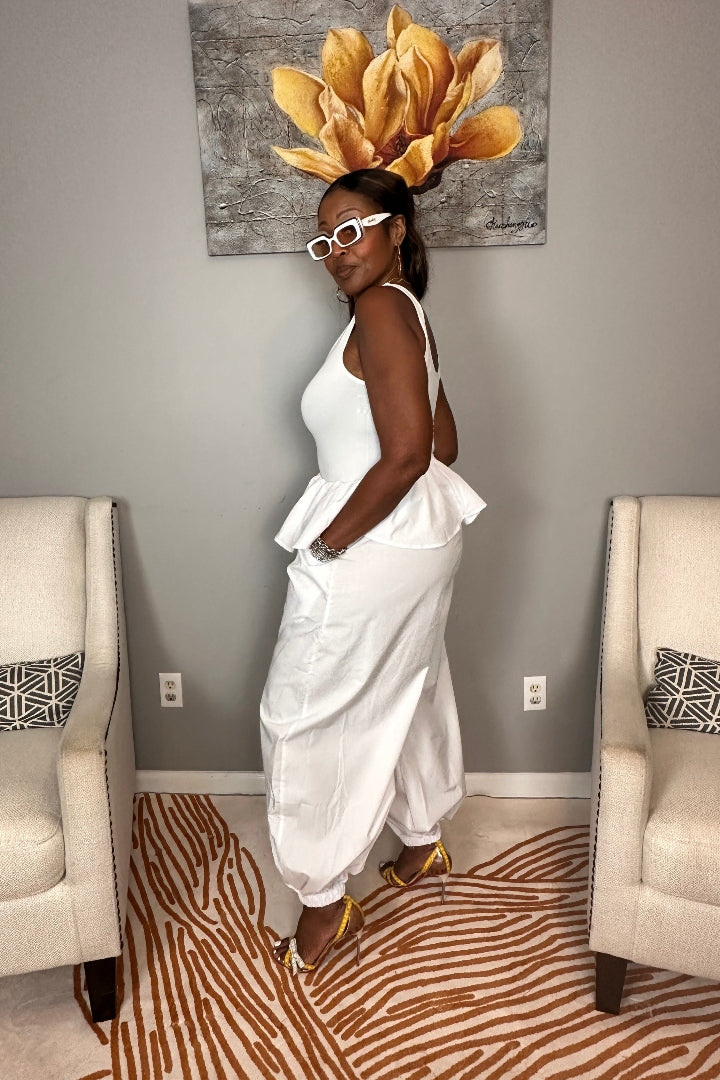 NEW Luxe Layered Peplum Pants - White