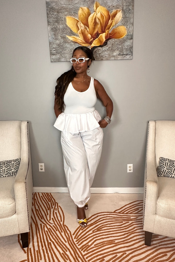 NEW Luxe Layered Peplum Pants - White