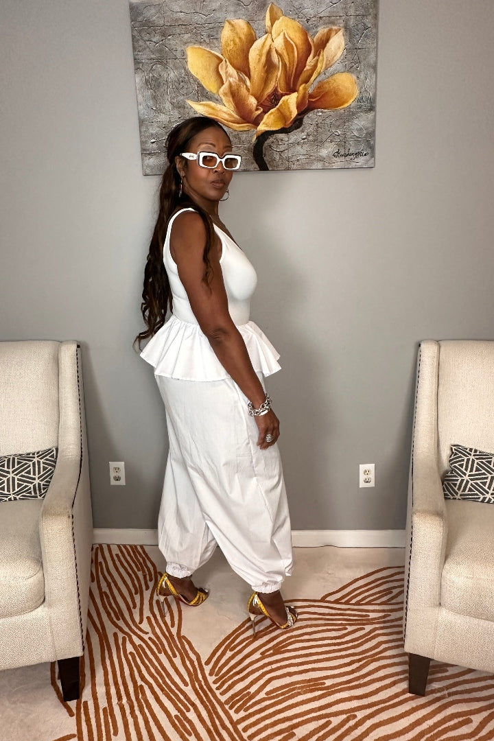 NEW Luxe Layered Peplum Pants - White