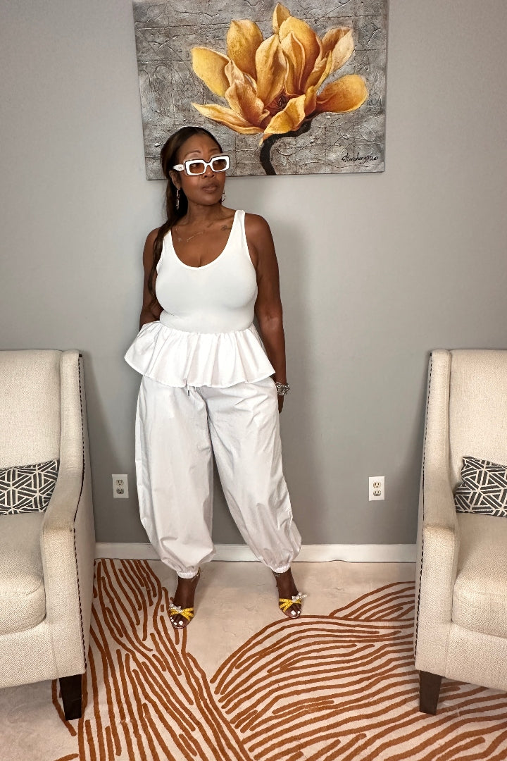 NEW Luxe Layered Peplum Pants - White