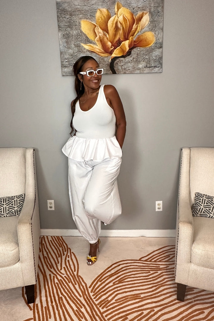 NEW Luxe Layered Peplum Pants - White