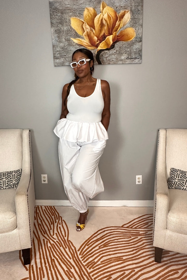 NEW Luxe Layered Peplum Pants - White