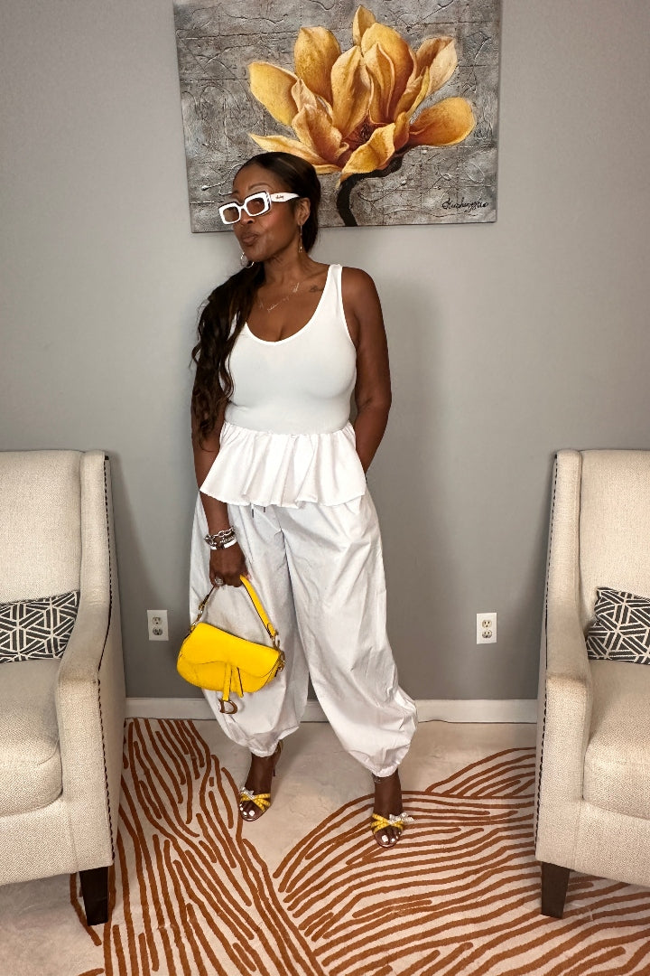 NEW Luxe Layered Peplum Pants - White