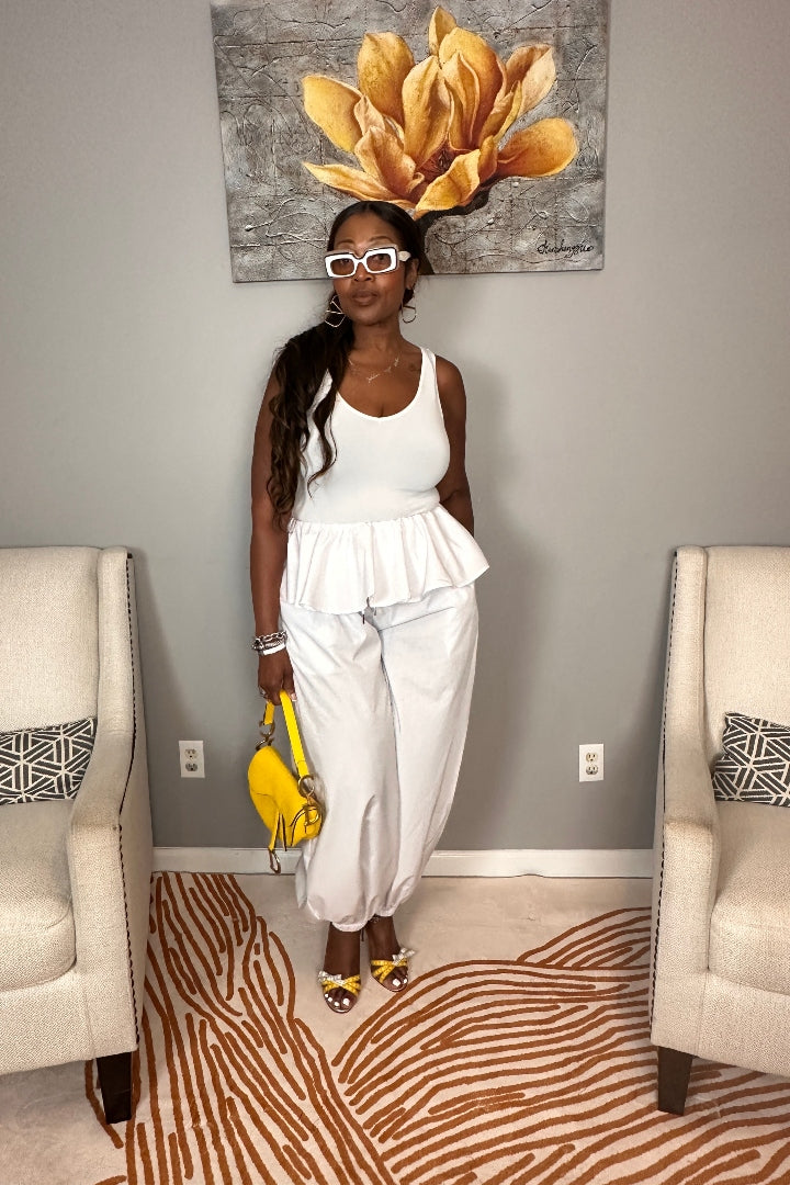 NEW Luxe Layered Peplum Pants - White