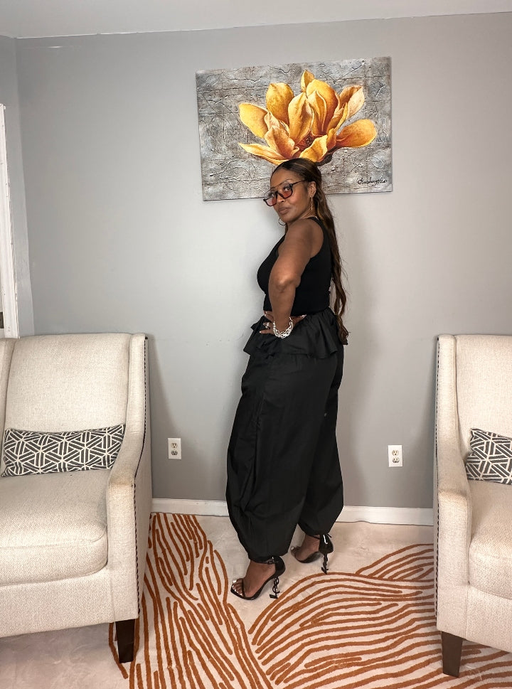 NEW Luxe Layered Peplum Pants - Black
