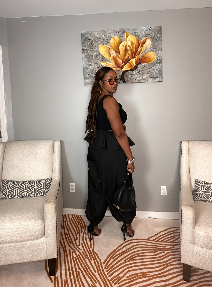 NEW Luxe Layered Peplum Pants - Black