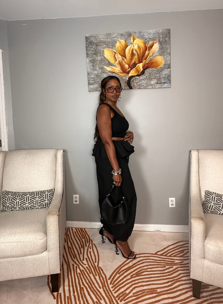 NEW Luxe Layered Peplum Pants - Black