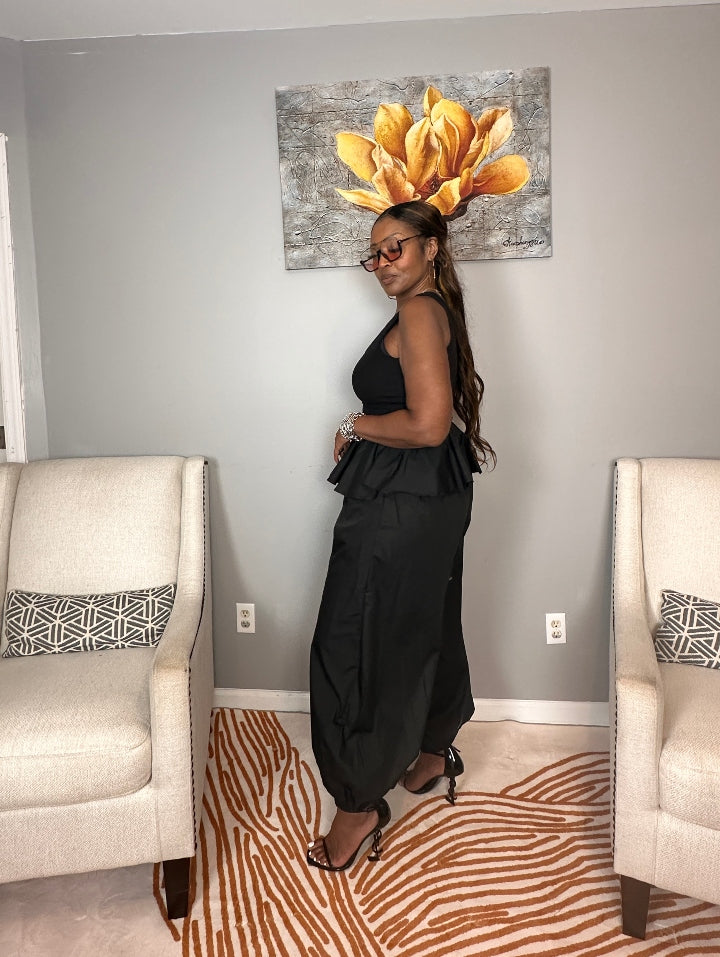 NEW Luxe Layered Peplum Pants - Black