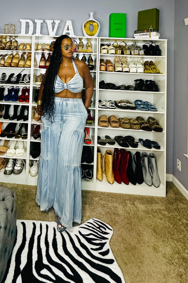 RESTOCKED Denim Bayou 2 piece stretch denim set