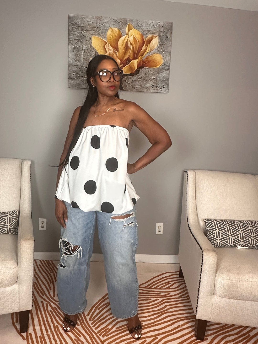 3 Way Trio Top/Dress/Skirt – Black & White Polka Dot