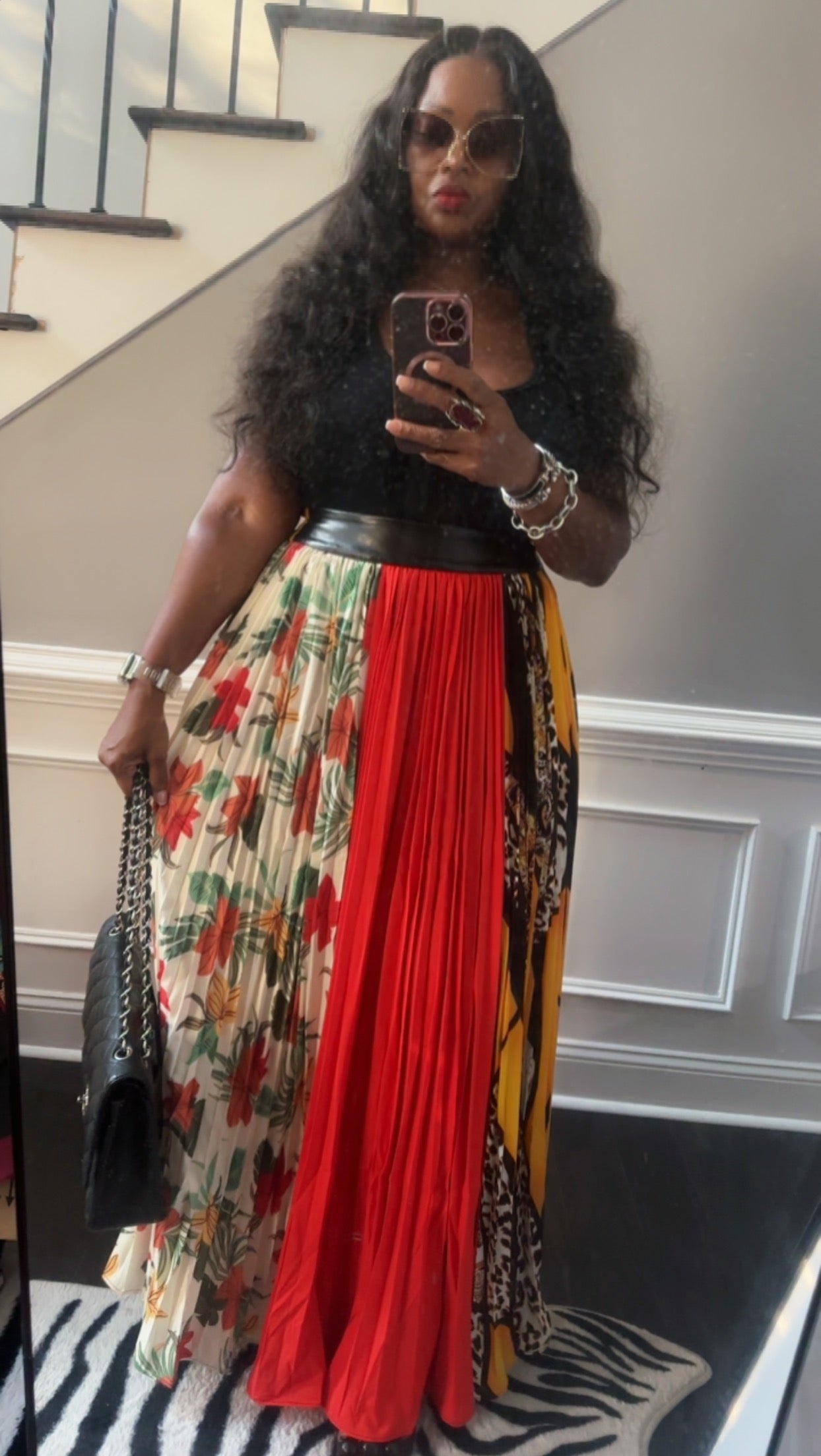 Avant Garde Full Length Print Maxi Skirt