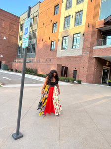 Avant Garde Full Length Print Maxi Skirt