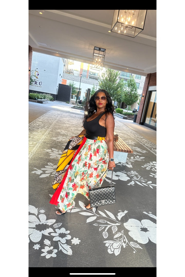 Avant Garde Full Length Print Maxi Skirt