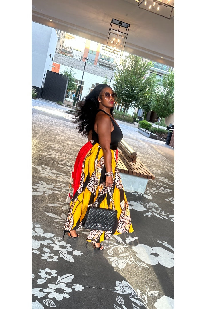 Avant Garde Full Length Print Maxi Skirt