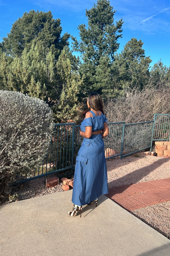 Southern Belle 2 pc Button Front Denim Skirt Set