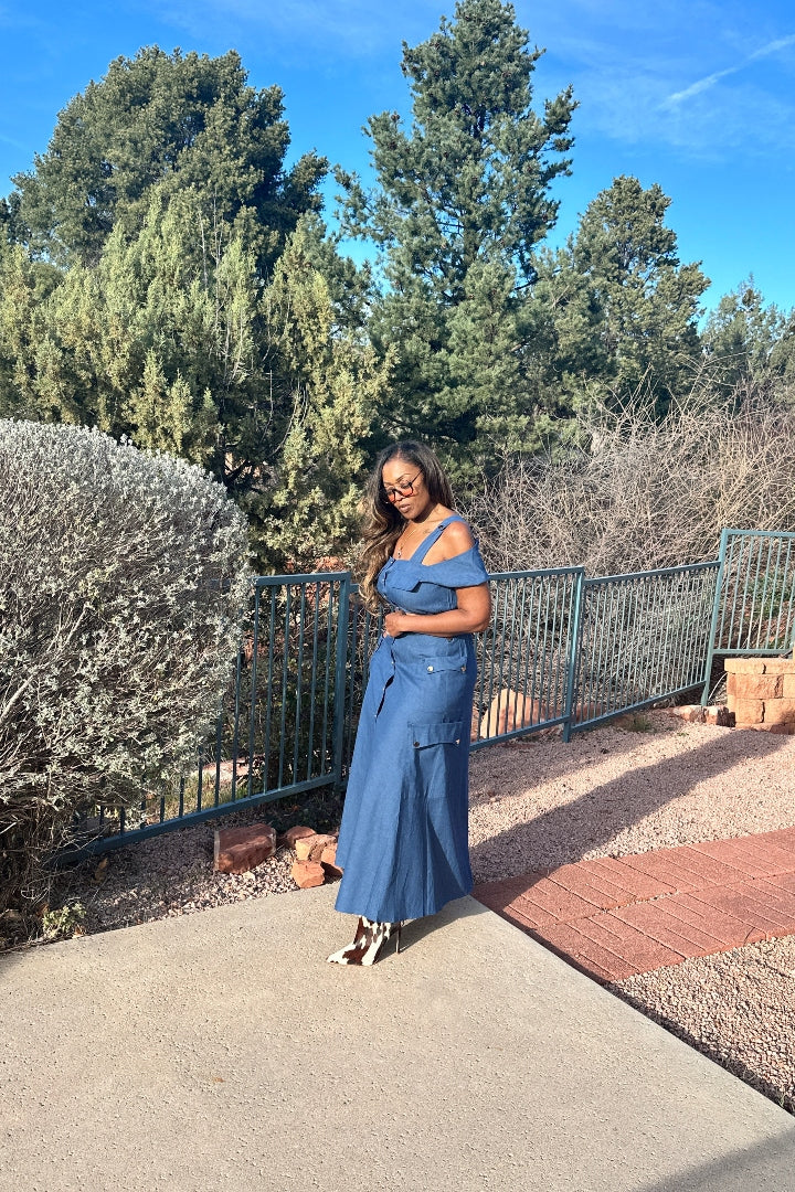 Southern Belle 2 pc Button Front Denim Skirt Set