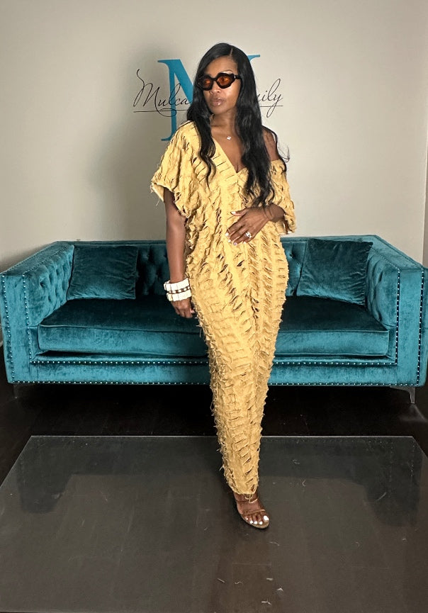 Pre-Order Denim Distressed Harem Romper Caramel Ships 8/27